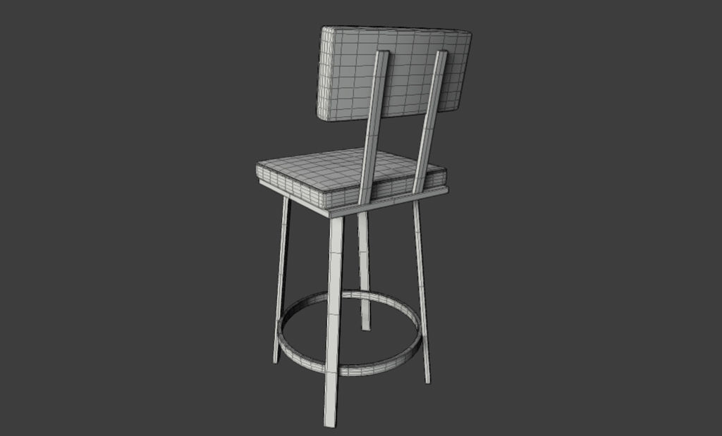 Bar Stool Low-poly 3D model_5