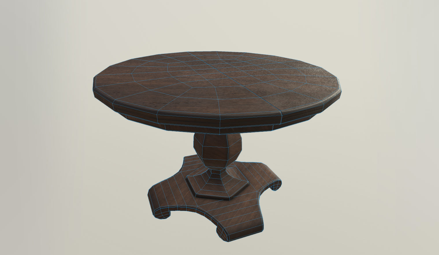 Old wooden table Low-poly 3D model_3