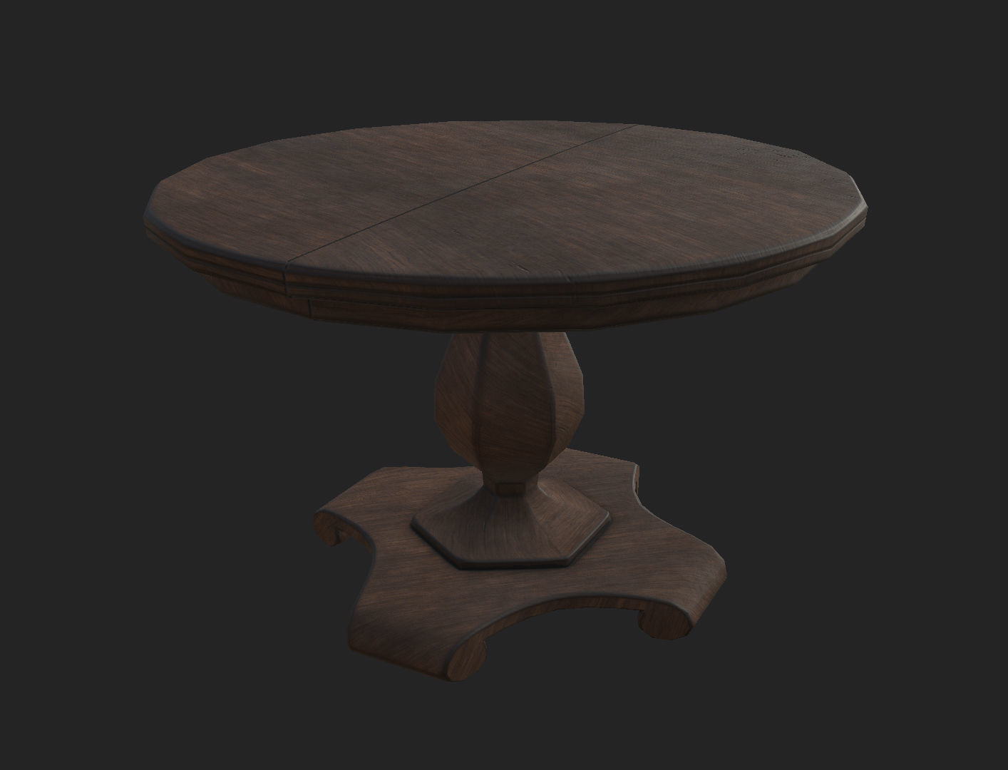 Old wooden table Low-poly 3D model_5