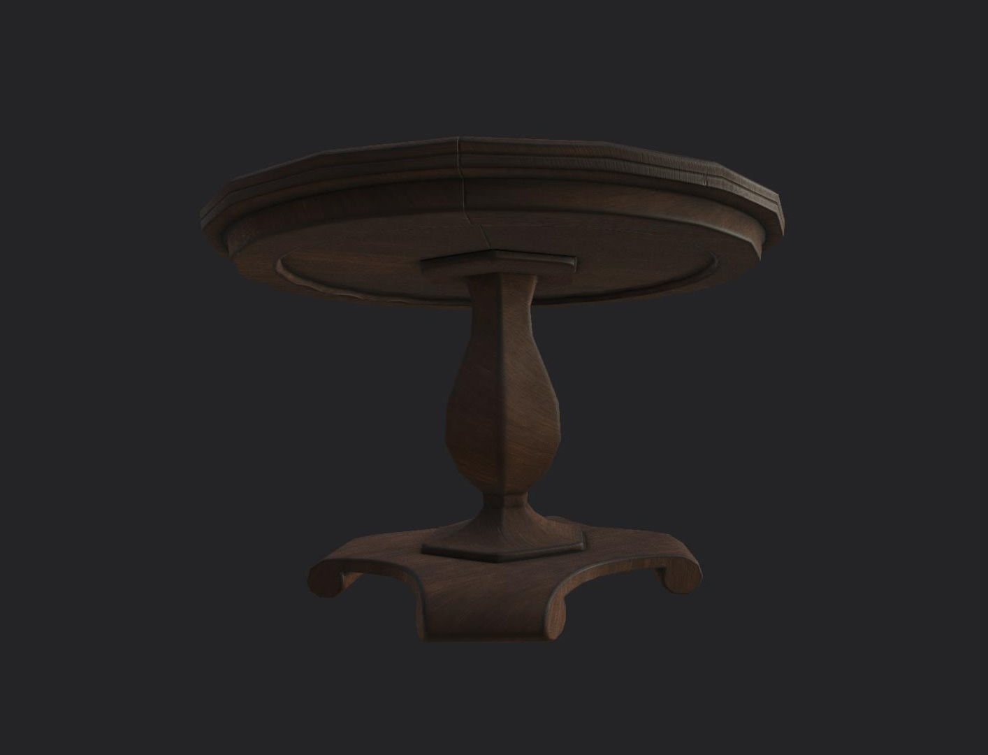 Old wooden table Low-poly 3D model_6