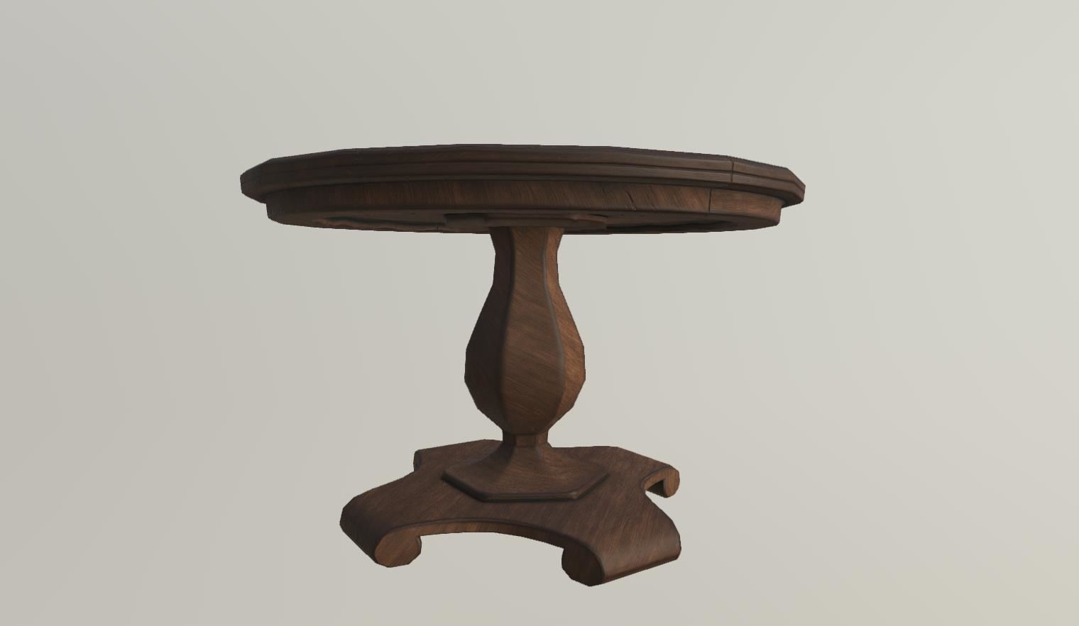 Old wooden table Low-poly 3D model_2