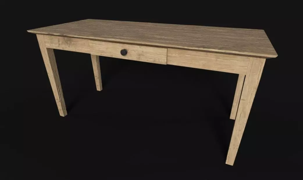Wooden Table PBR Low-poly 3D model_0