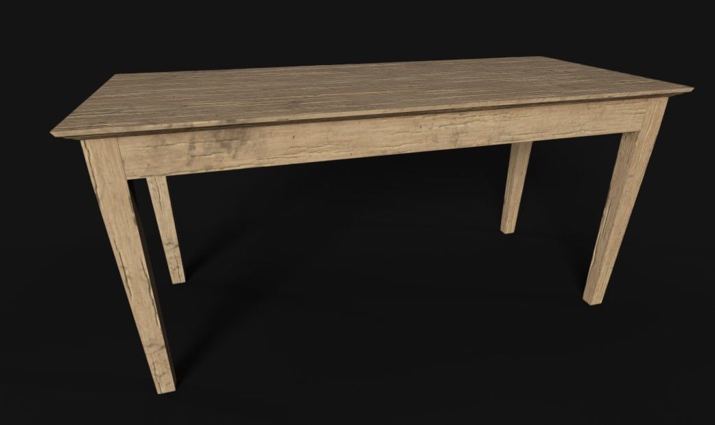 Wooden Table PBR Low-poly 3D model_1