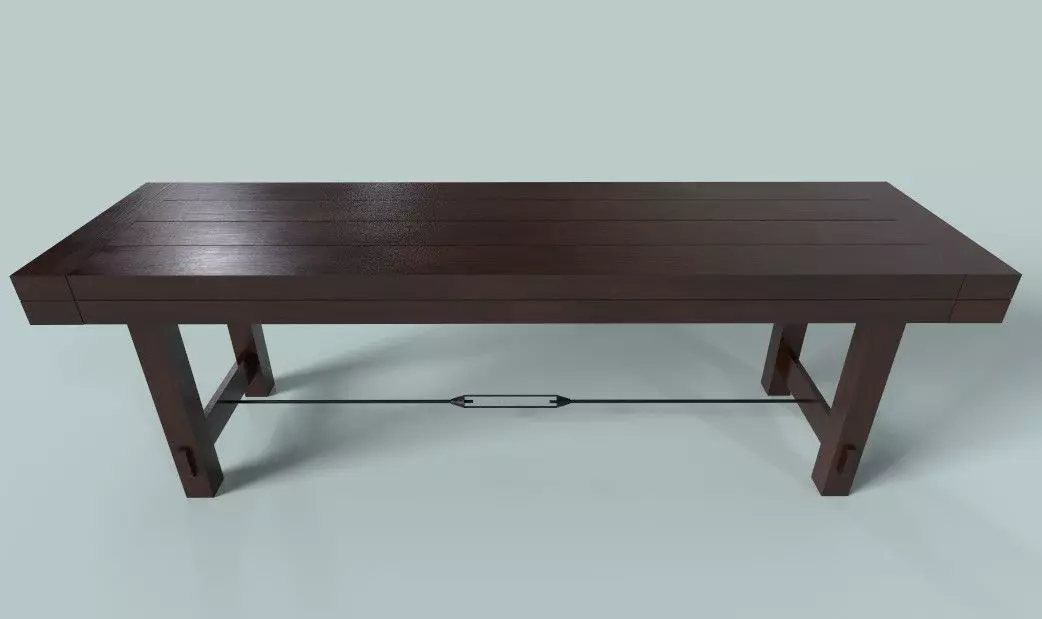 Rose Wood Bench Low-poly 3D model_0