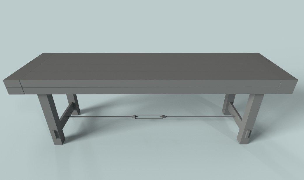 Rose Wood Bench Low-poly 3D model_4