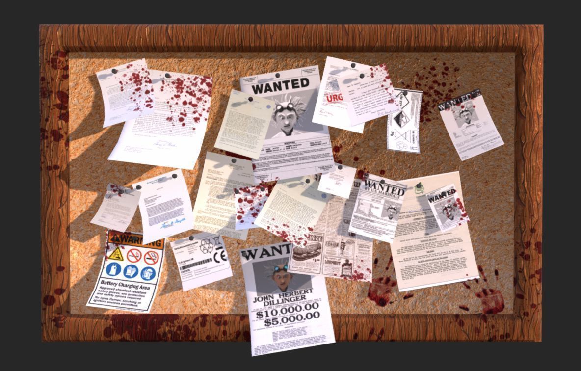 Bullein Board Office Game Ready Low-poly 3D model_5