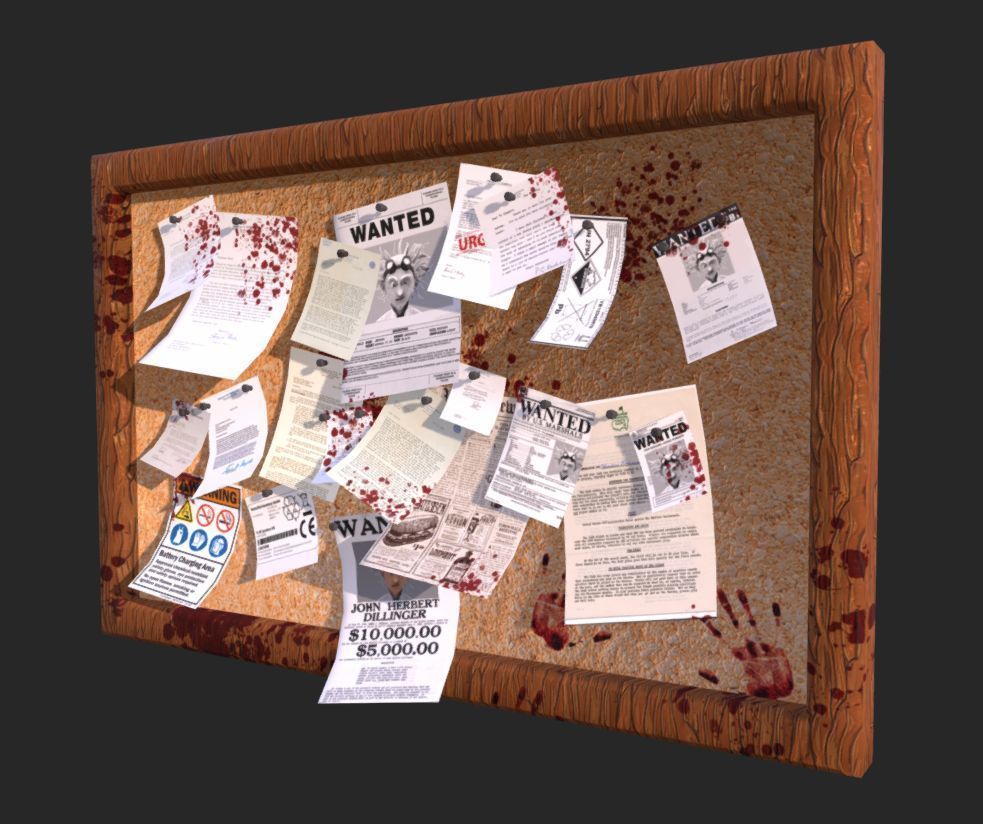 Bullein Board Office Game Ready Low-poly 3D model_2