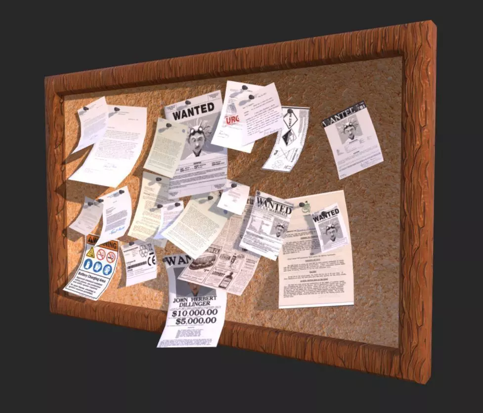 Bullein Board Office Game Ready Low-poly 3D model_0