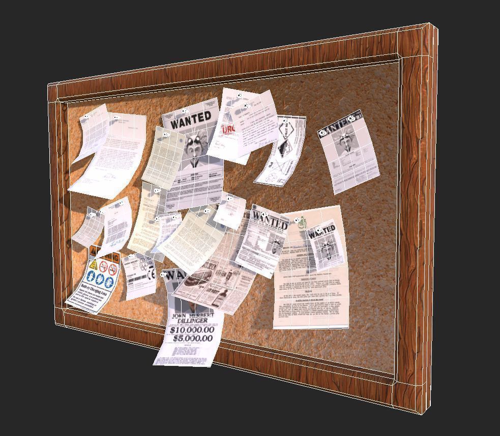 Bullein Board Office Game Ready Low-poly 3D model_1