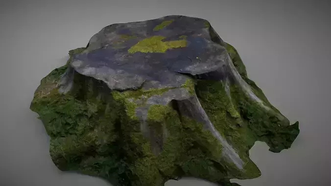 Mossy tree stump low poly