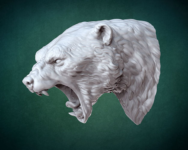Bust of Polar bear 3D print model