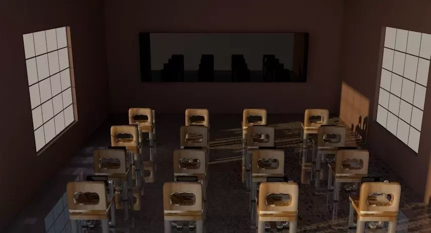 a simple computer class room Free 3D model_0