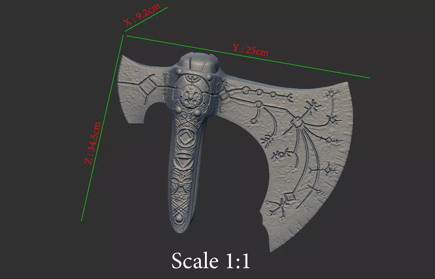 Leviathan AXE Head - Weapon Kratos - God Of War 3D print model_0