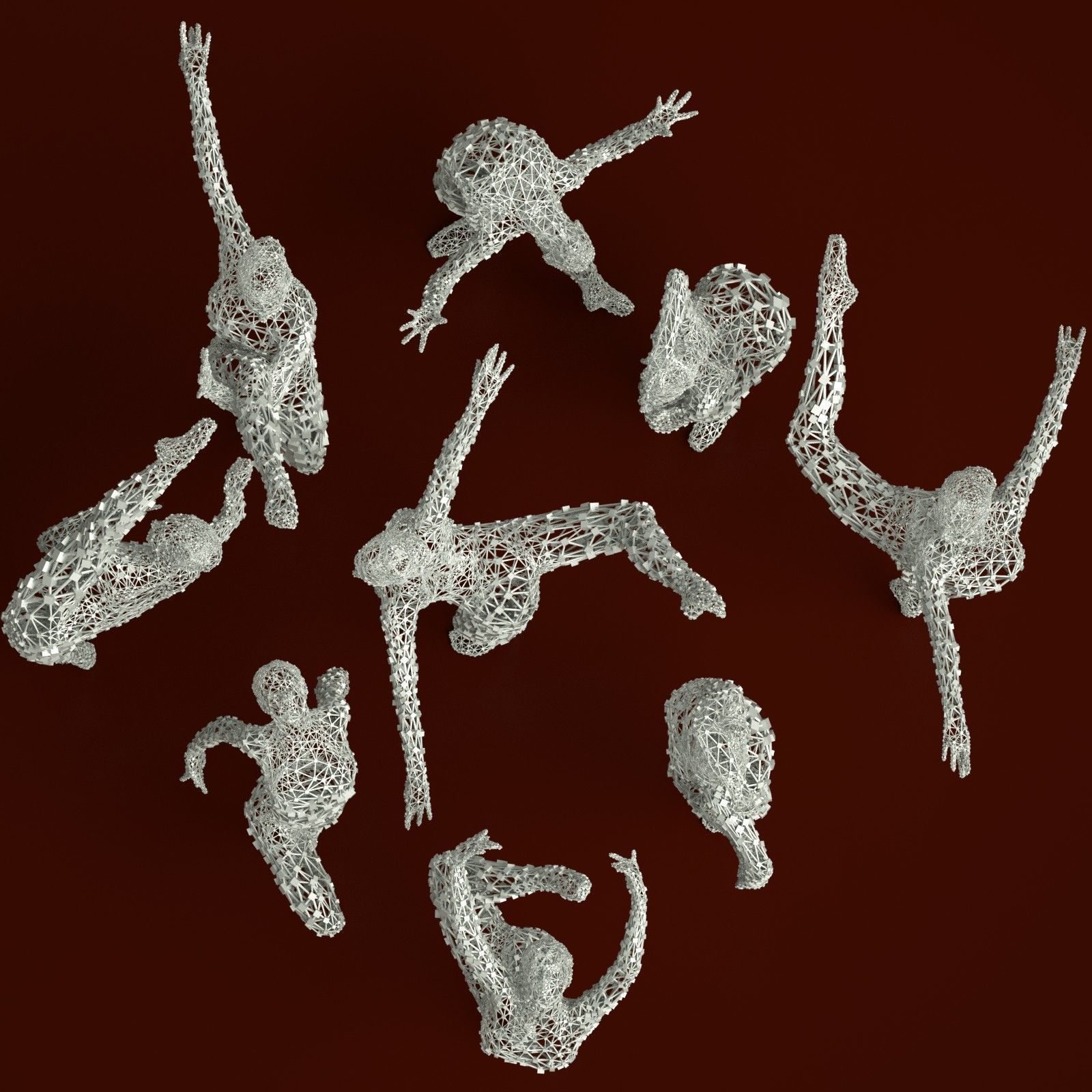 9 Ballerina Dancer Abstract Sculptures 3D model_17