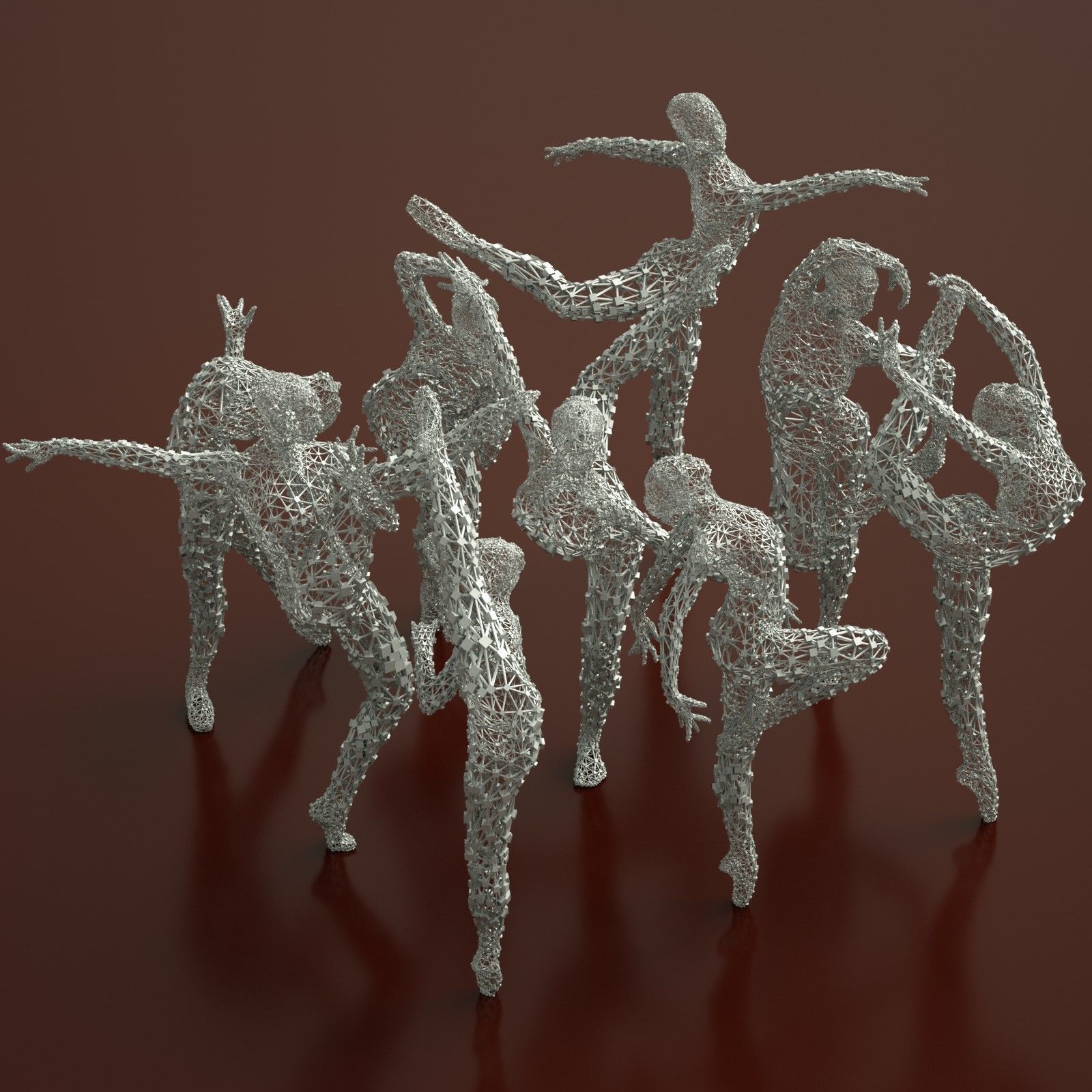 9 Ballerina Dancer Abstract Sculptures 3D model_15