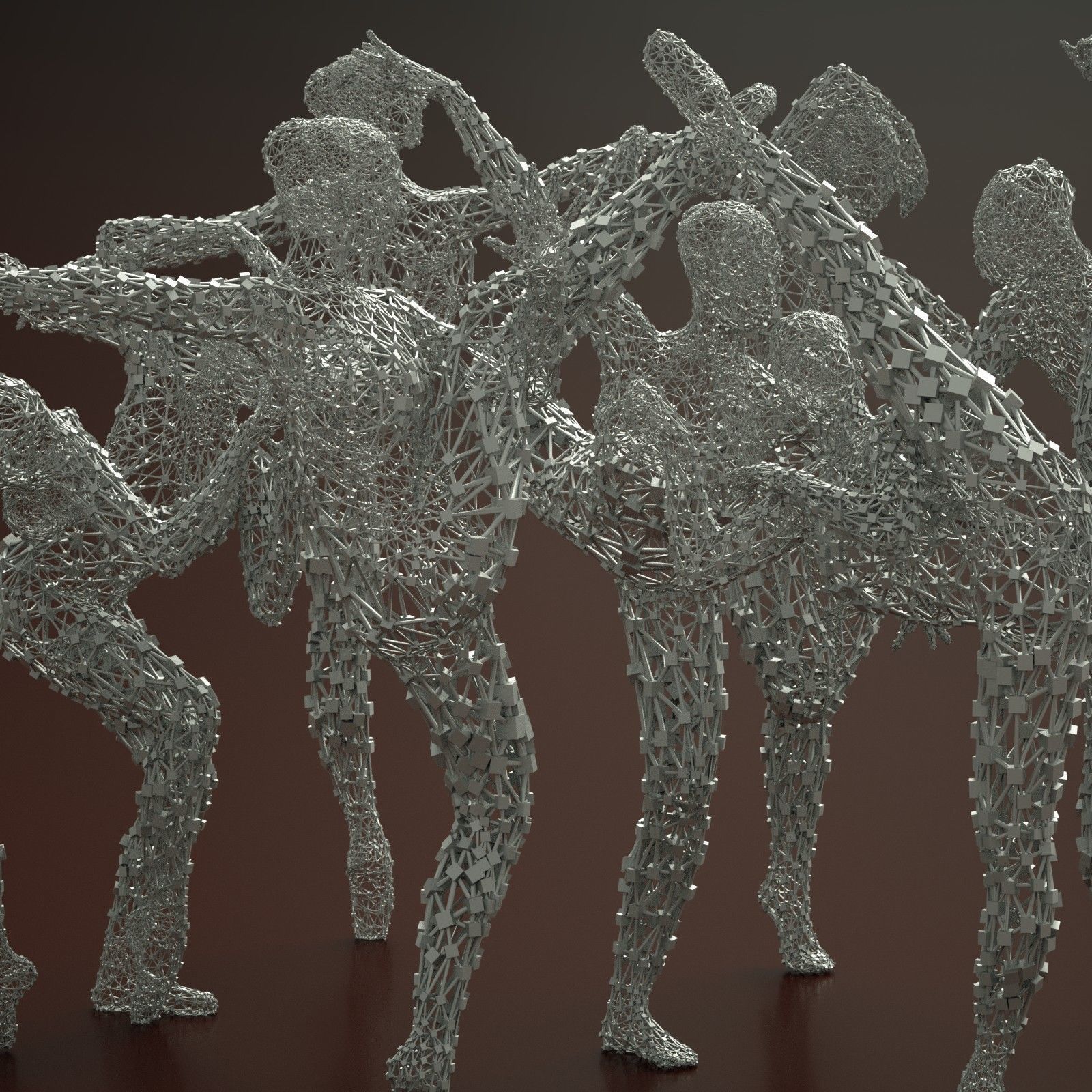 9 Ballerina Dancer Abstract Sculptures 3D model_4