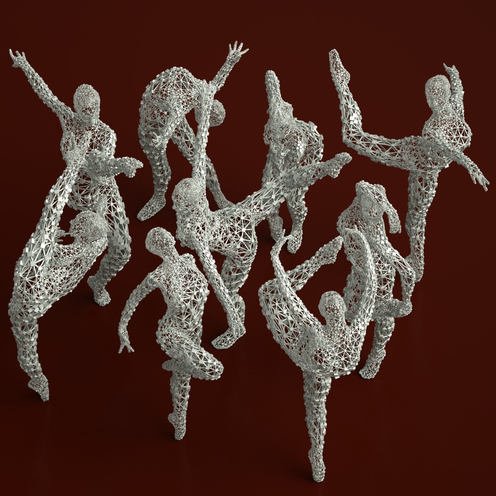 9 Ballerina Dancer Abstract Sculptures 3D model_11