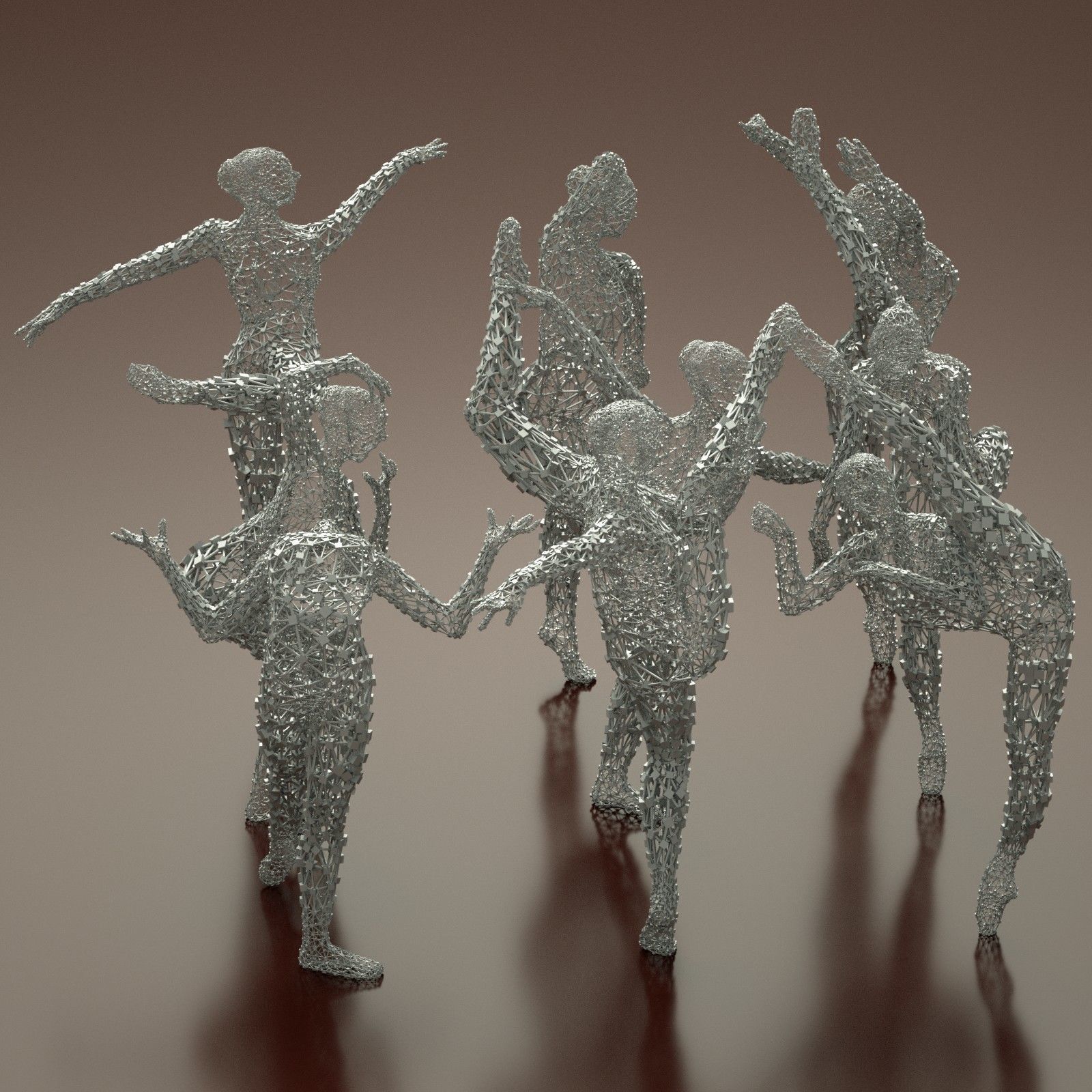 9 Ballerina Dancer Abstract Sculptures 3D model_10