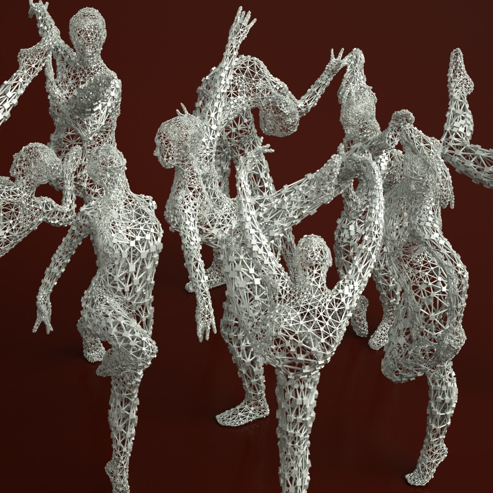 9 Ballerina Dancer Abstract Sculptures 3D model_2