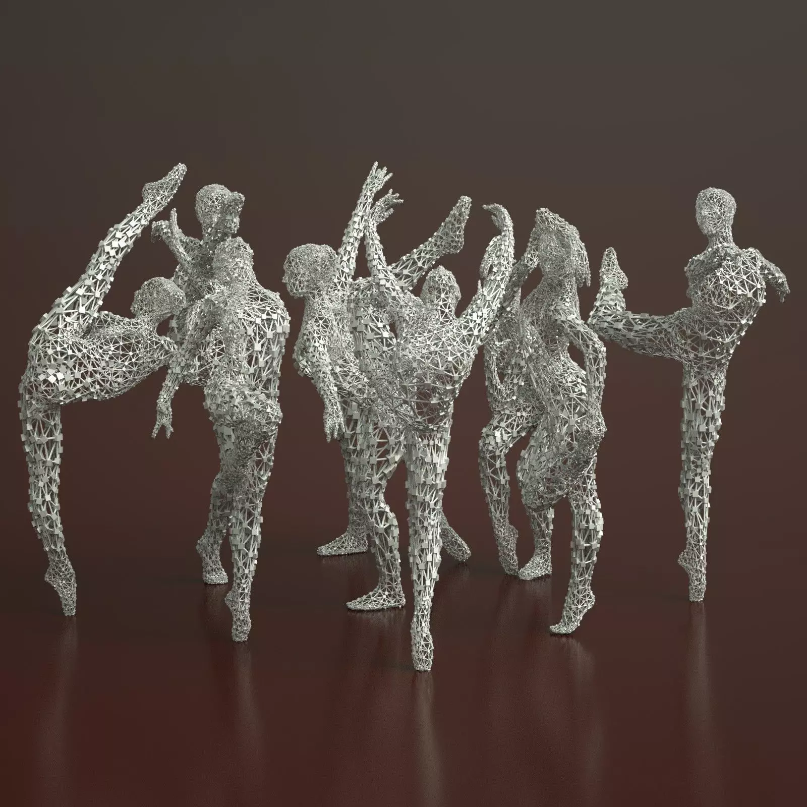 9 Ballerina Dancer Abstract Sculptures 3D model_0