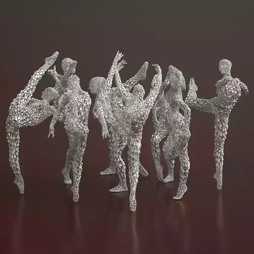 9 Ballerina Dancer Abstract Sculptures 3D model