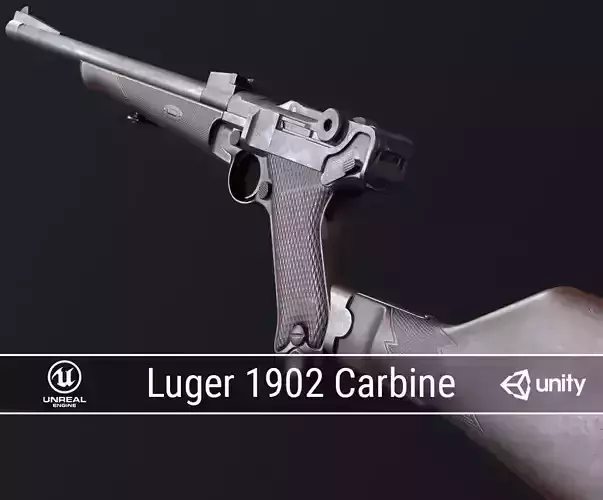 PBR Luger 1902 Carbine Low-poly 3D model