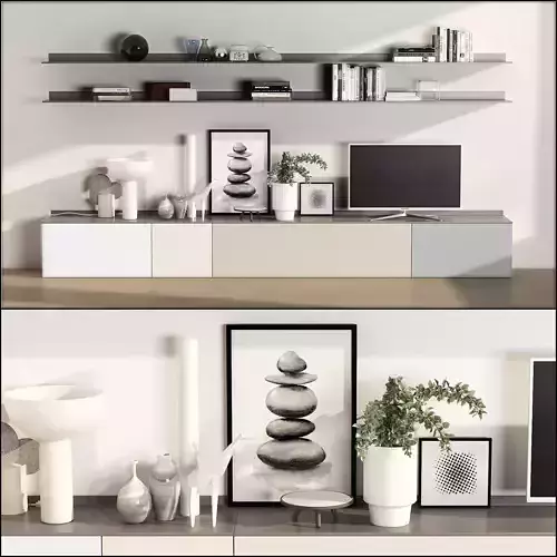 NOVAMOBILI SET living room with shelves and tv