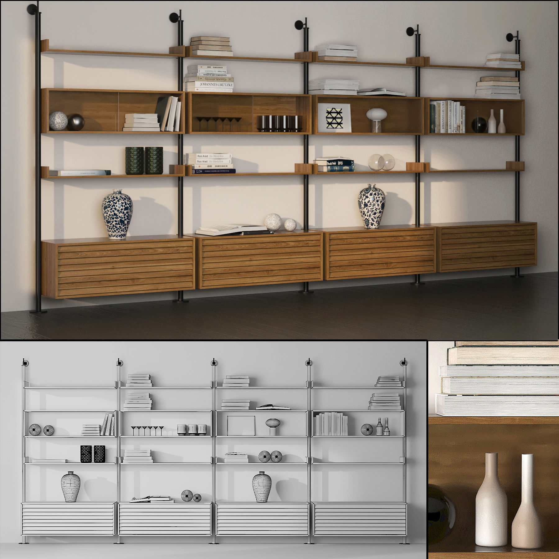 shelving bookshelf design - bookcases for living room 3D model_8