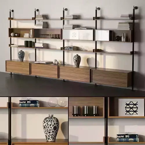 shelving bookshelf design - bookcases for living room 3D model
