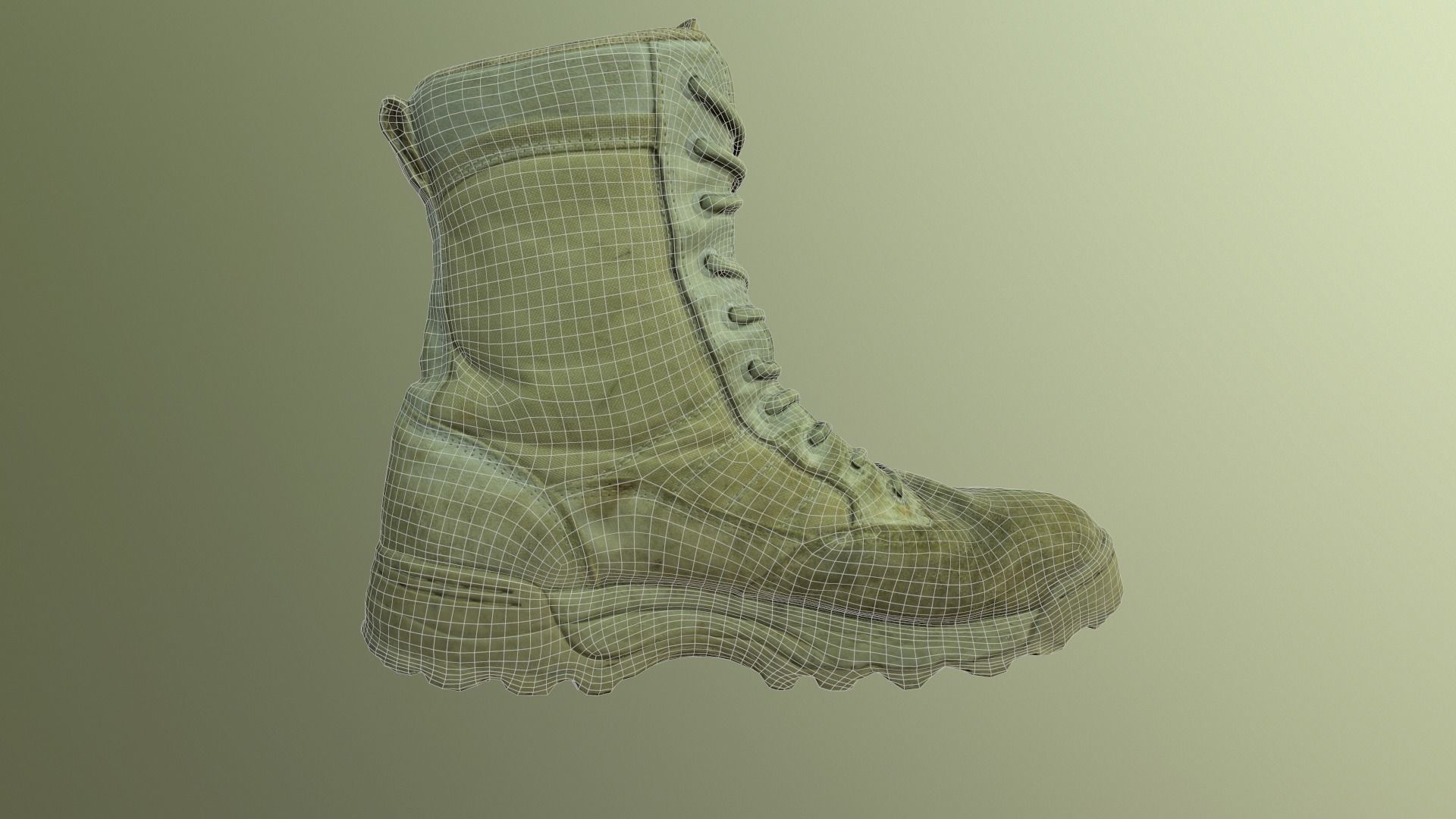 Military Boot Low-poly 3D model_6