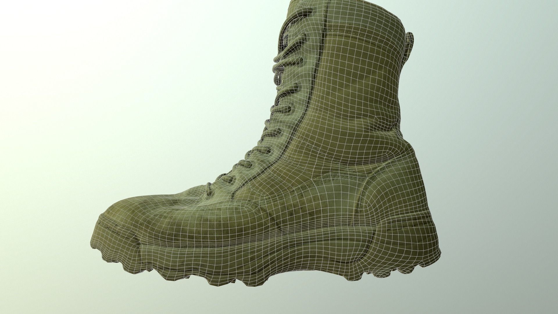 Military Boot Low-poly 3D model_7