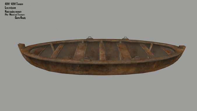 boat 2 old wooden Low-poly 3D model