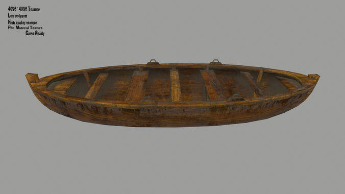boat 3 wooden Low-poly 3D model
