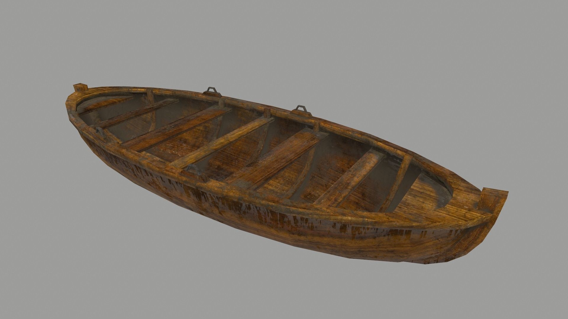 boat 3 wooden Low-poly 3D model_5