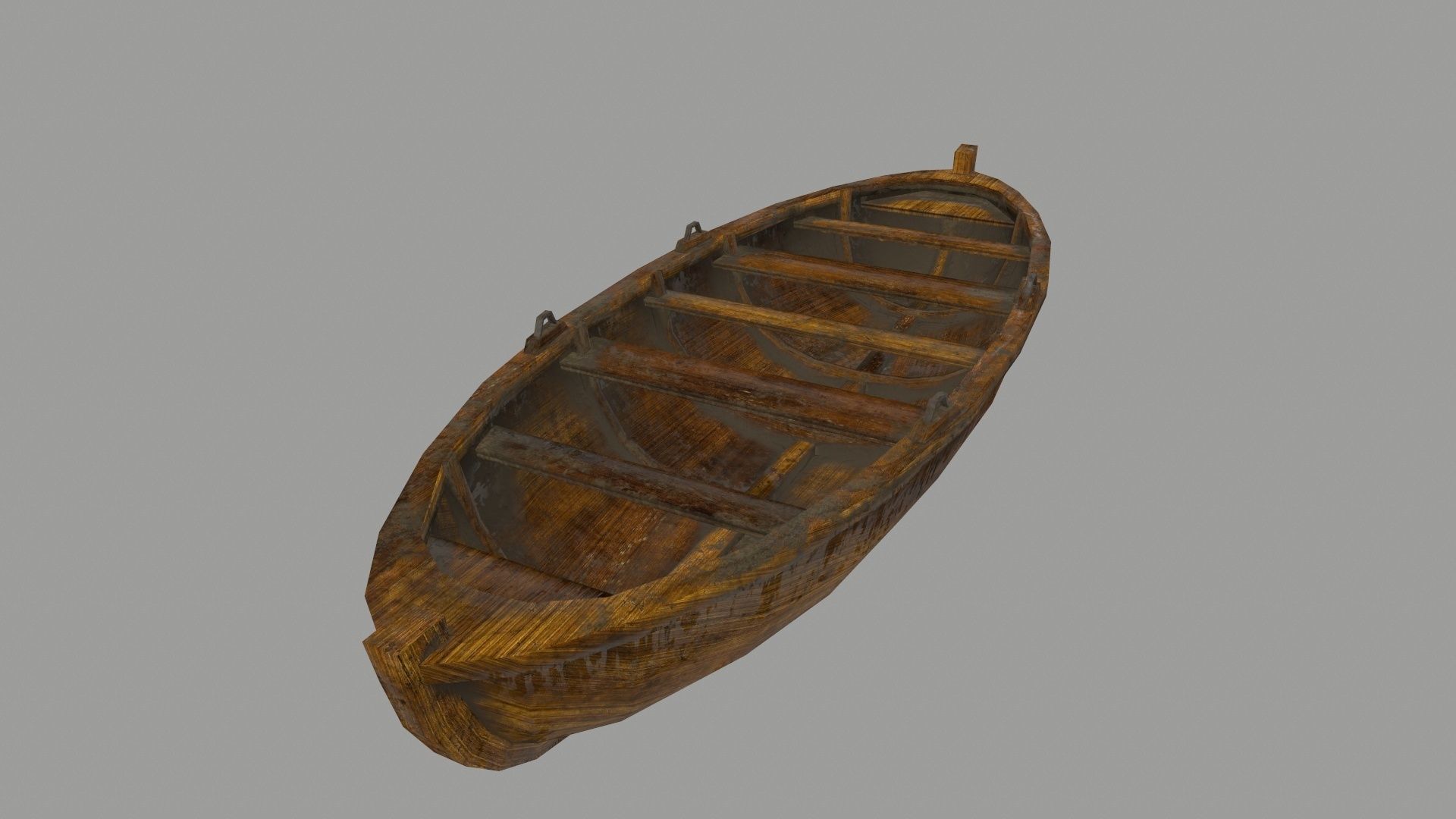 boat 3 wooden Low-poly 3D model_8