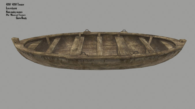 boat 4 wooden Low-poly 3D model