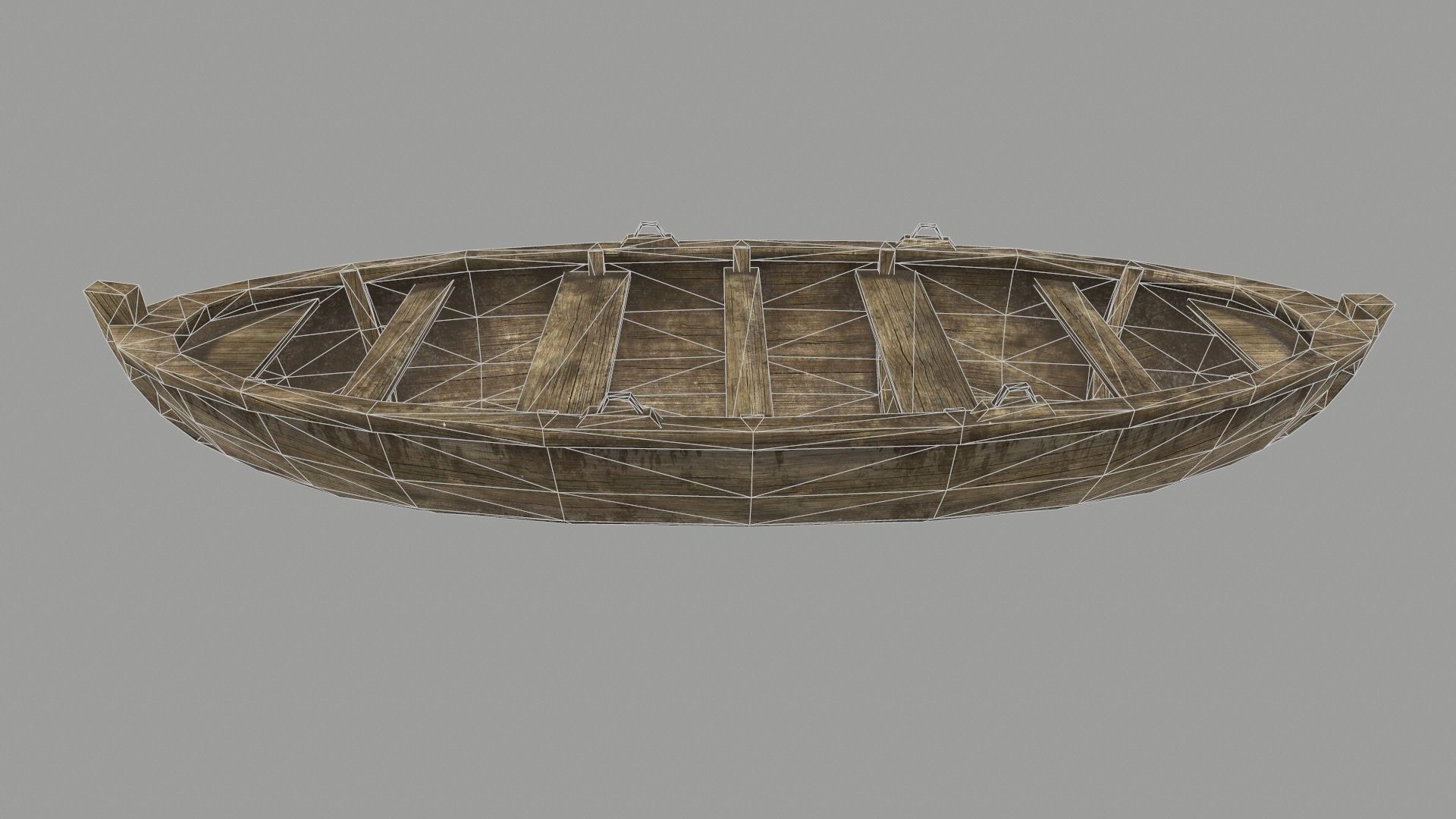 boat 4 wooden Low-poly 3D model_2