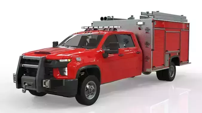 Silverado 3500 HD firetruck crewcab 2021 Low-poly 3D model