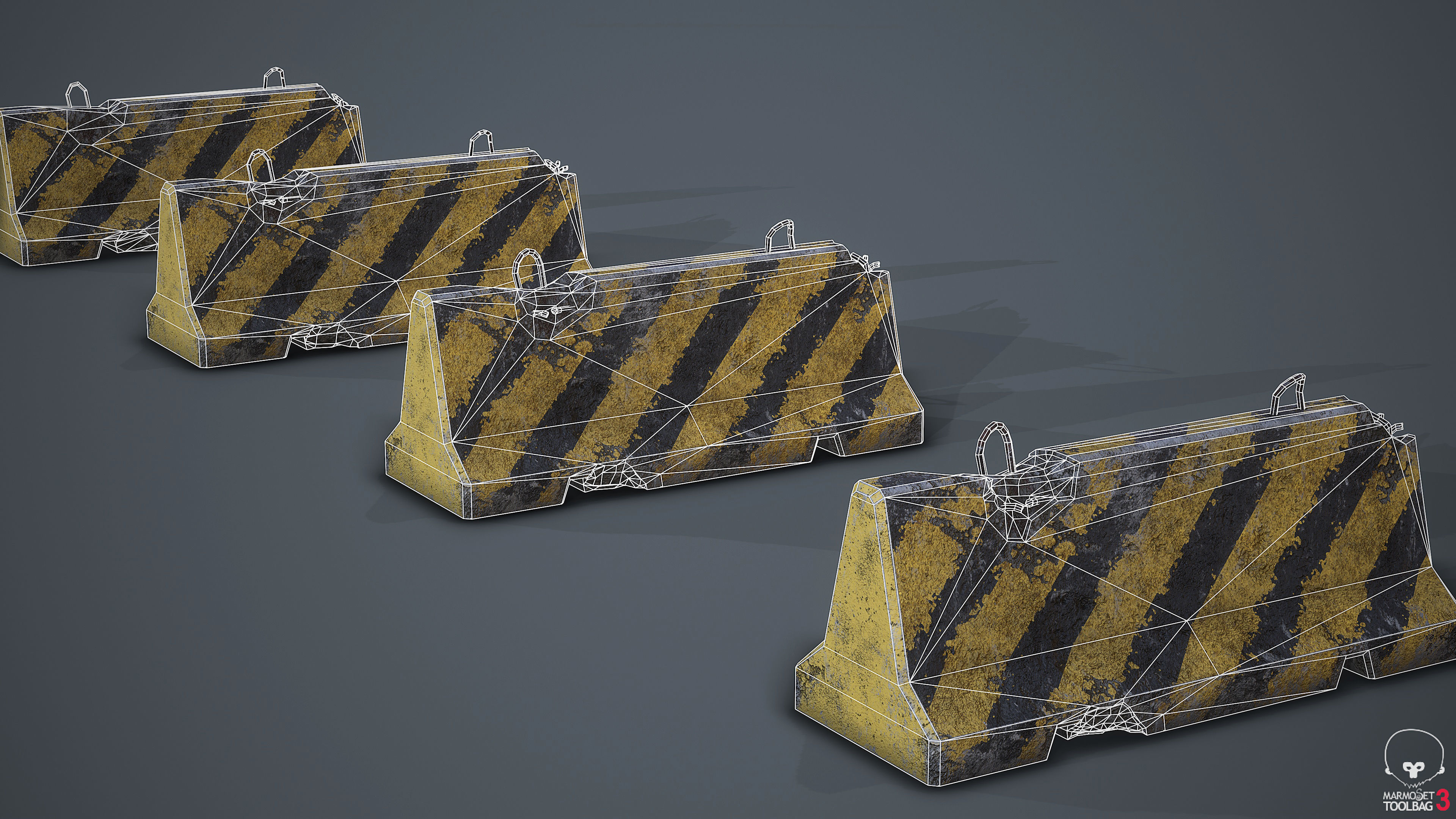 Roadblock Low Poly Prop With Lod Low-poly 3D model_4