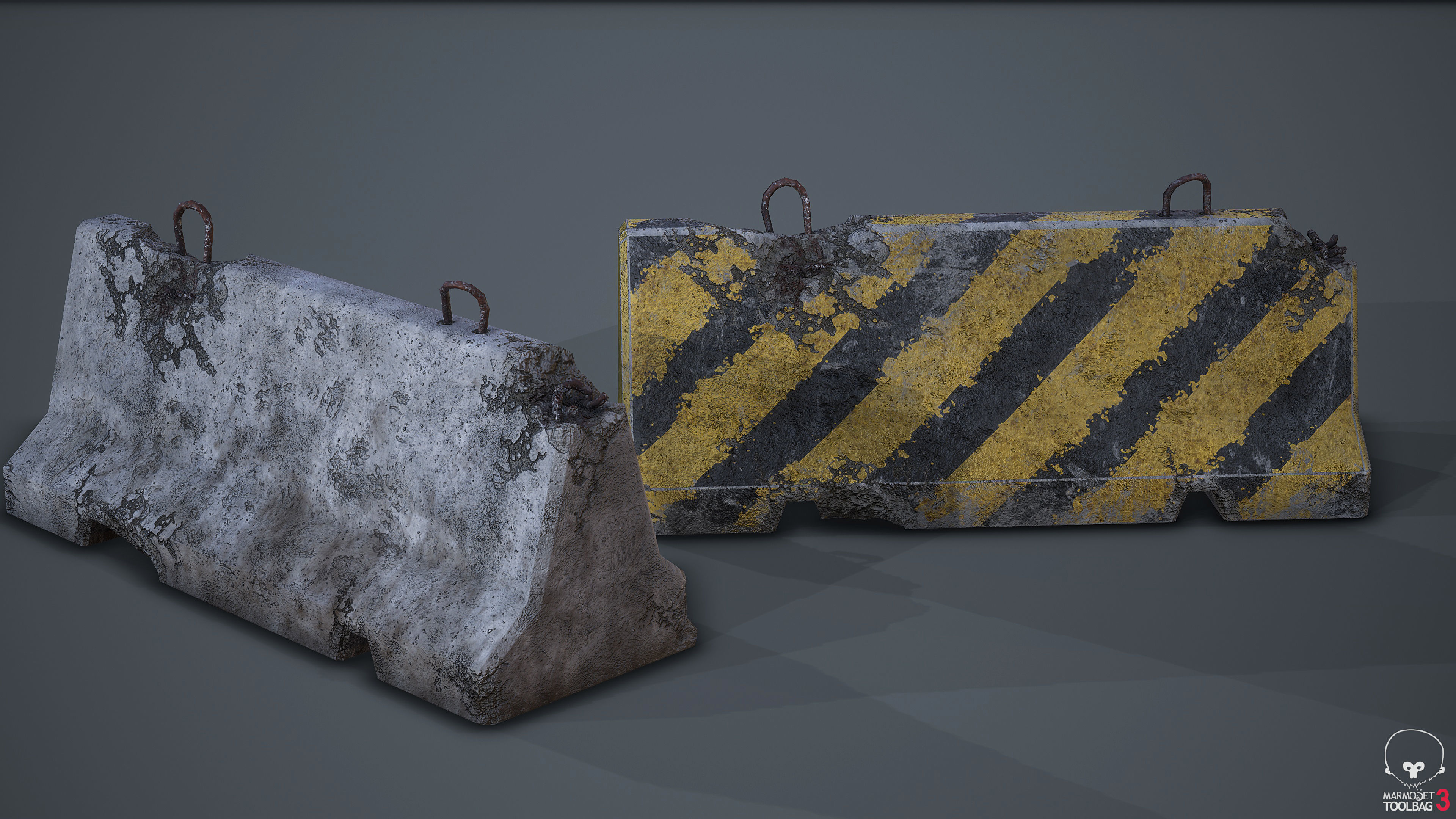 Roadblock Low Poly Prop With Lod Low-poly 3D model_1