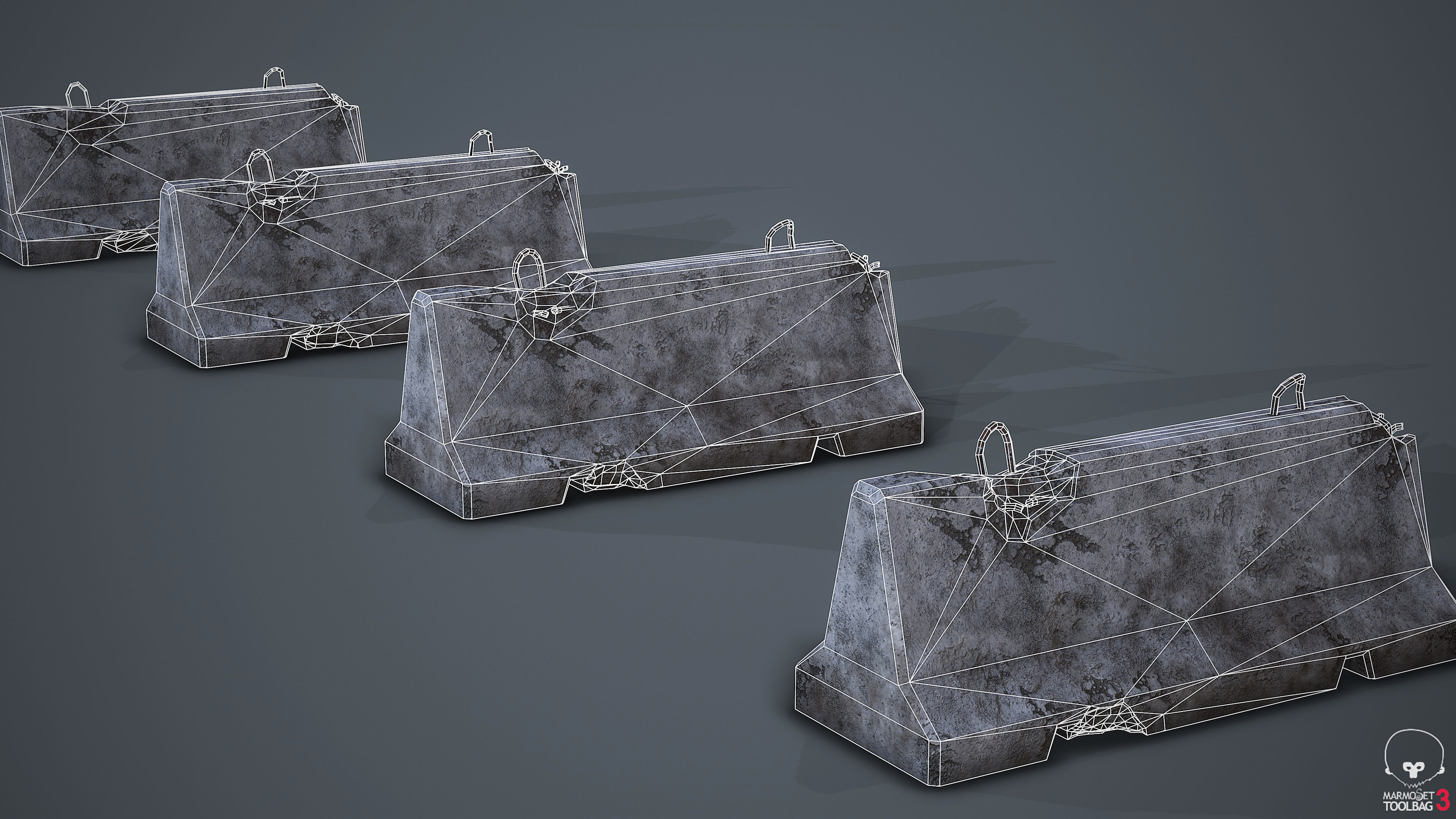 Roadblock Low Poly Prop With Lod Low-poly 3D model_6