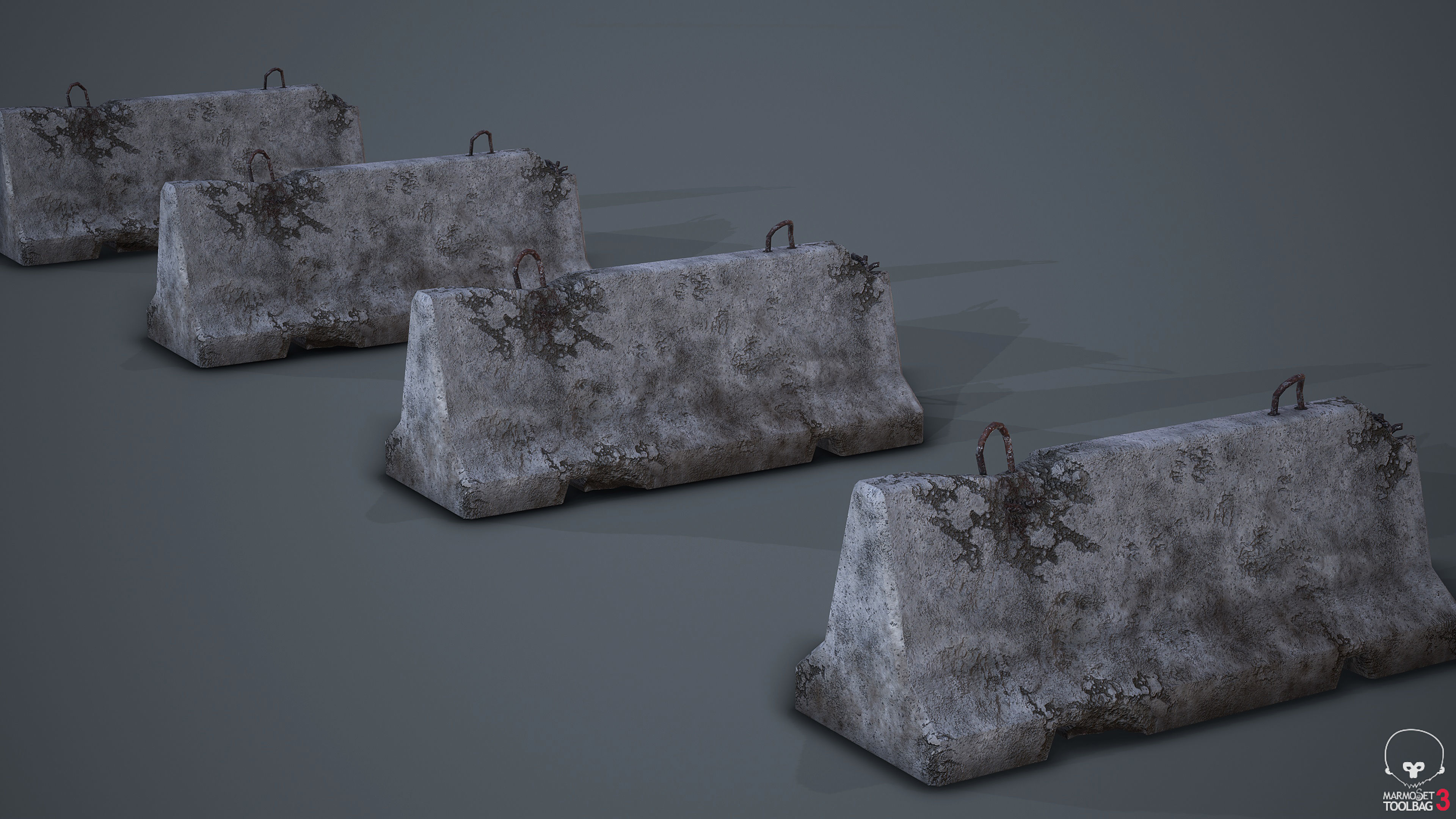 Roadblock Low Poly Prop With Lod Low-poly 3D model_5