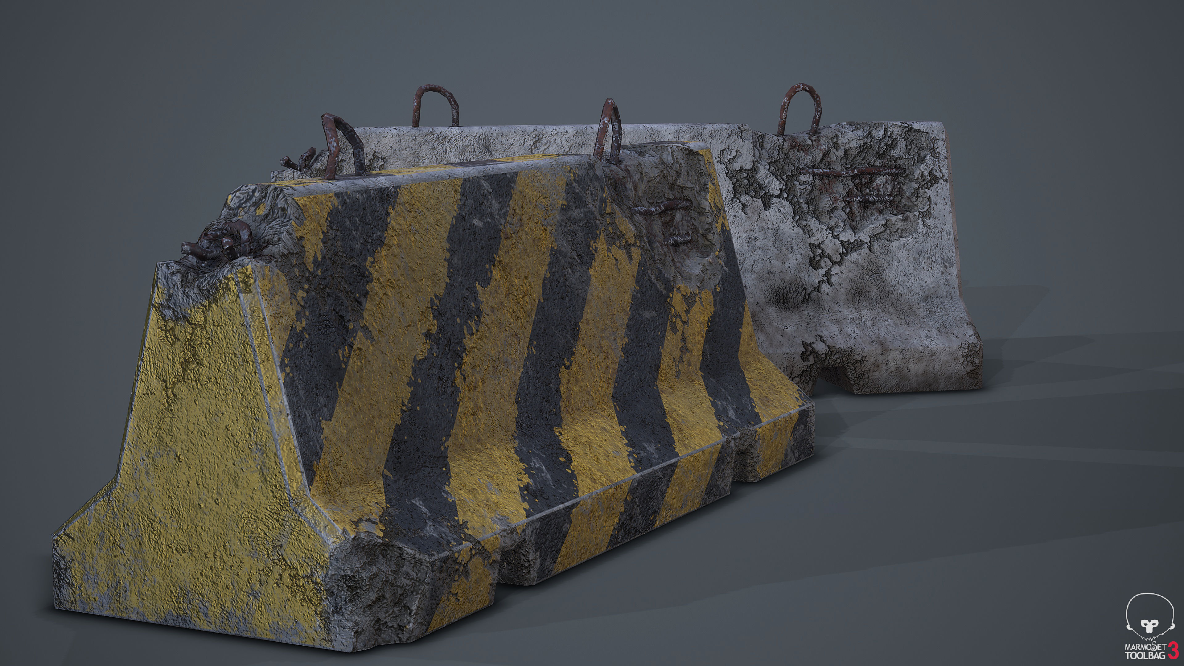 Roadblock Low Poly Prop With Lod Low-poly 3D model_2
