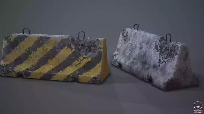 Roadblock Low Poly Prop With Lod Low-poly 3D model