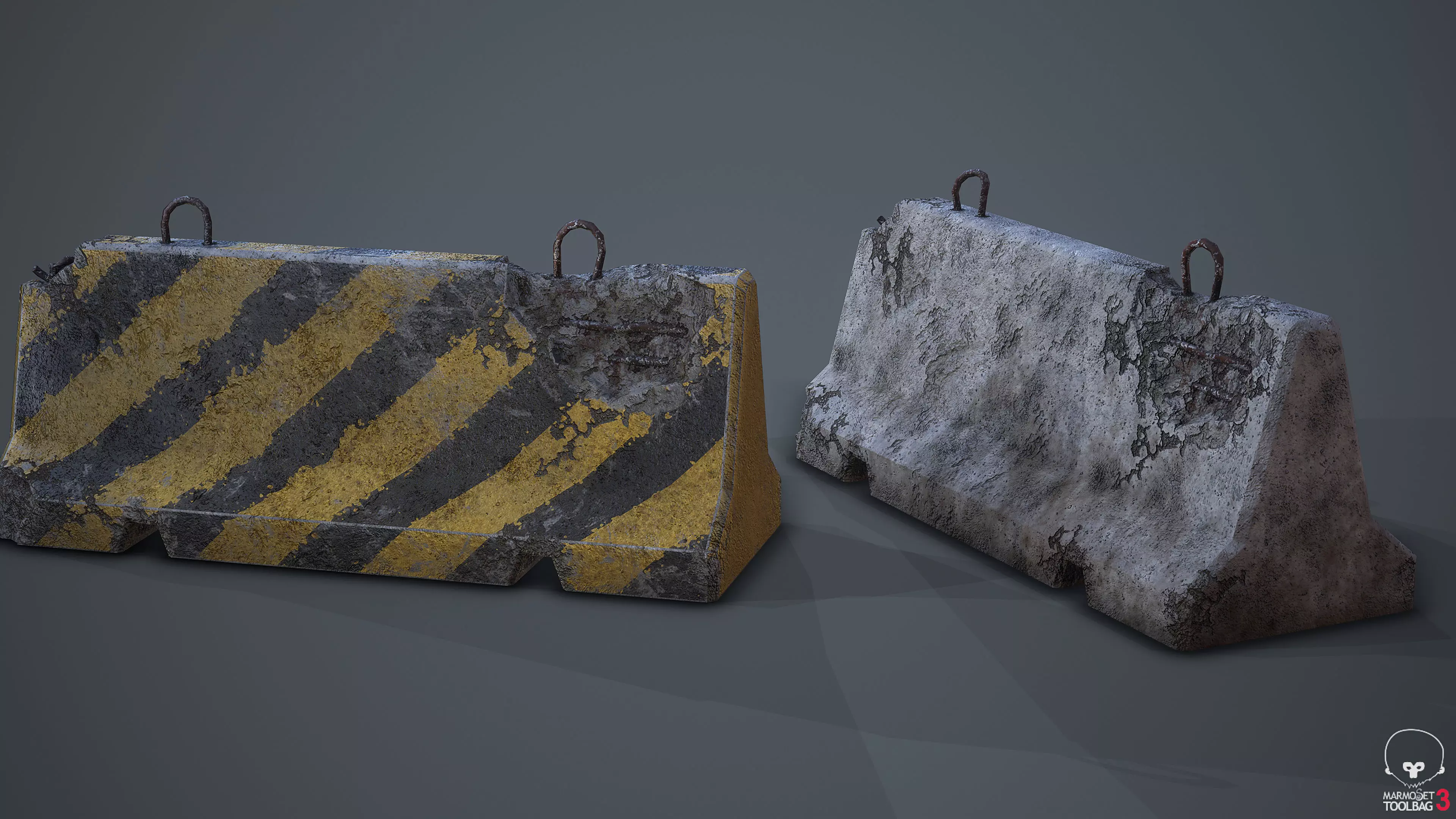 Roadblock Low Poly Prop With Lod Low-poly 3D model_0