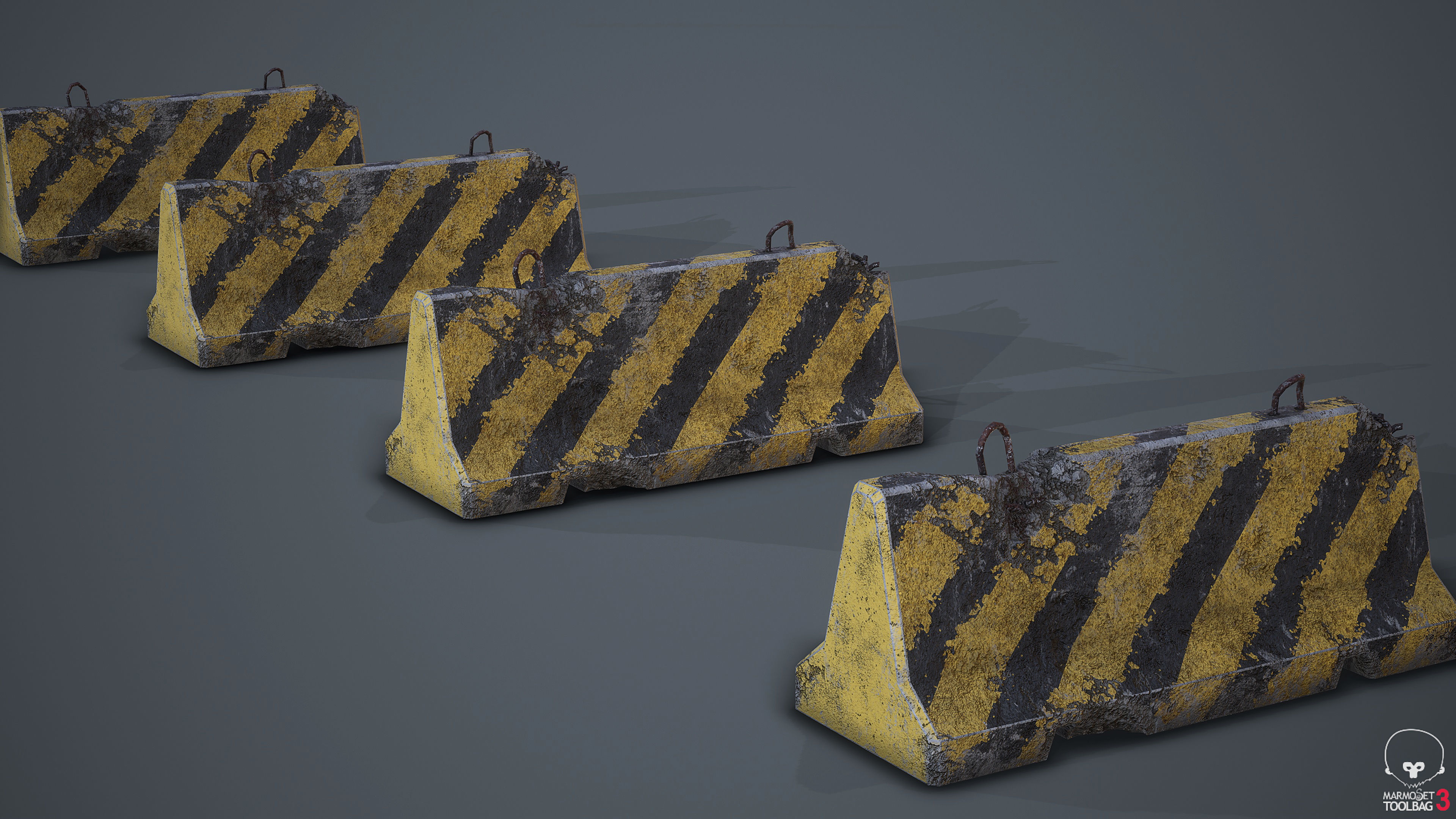 Roadblock Low Poly Prop With Lod Low-poly 3D model_3