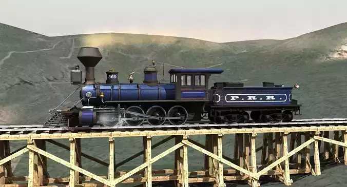 PRR 2-8-0 Steam Locomotive and Tender - STATIC MODELS 3D model