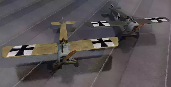 Fokker E-I and E-III Eindecker 3D model