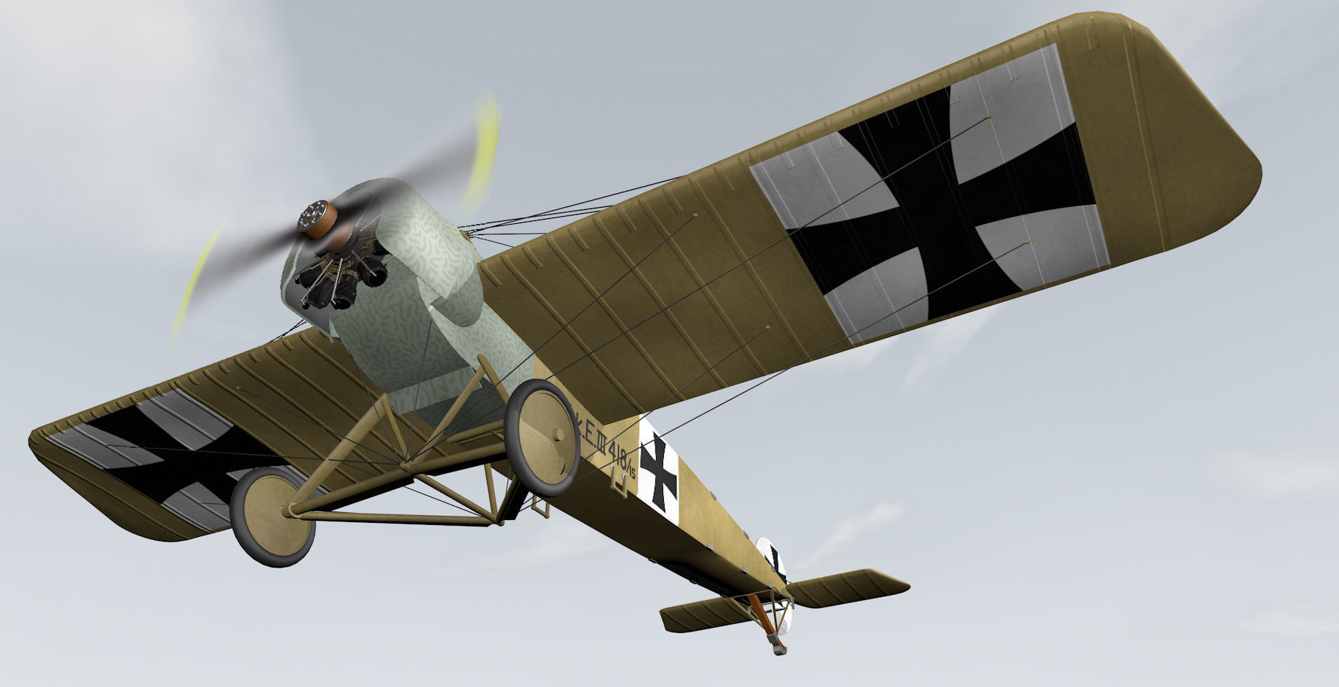 Fokker E-I and E-III Eindecker 3D model_13
