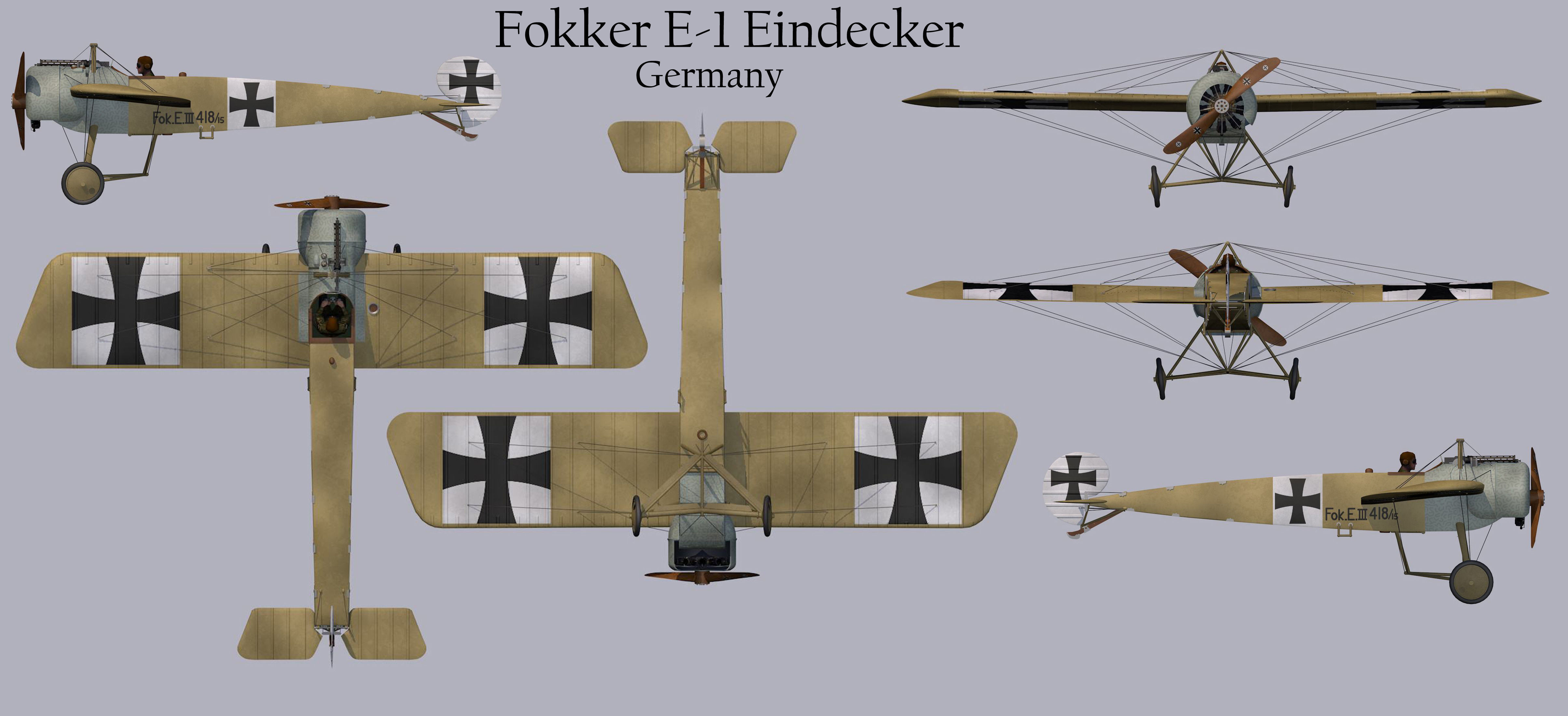 Fokker E-I and E-III Eindecker 3D model_15